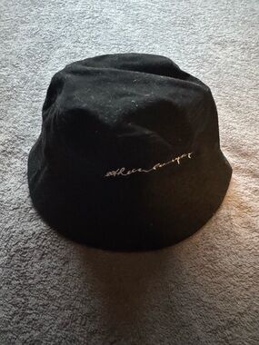 PacSun Black Bucket Hat with White Script Embroidery